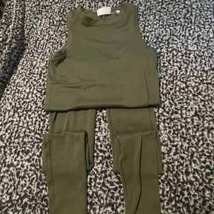 olive green body suit